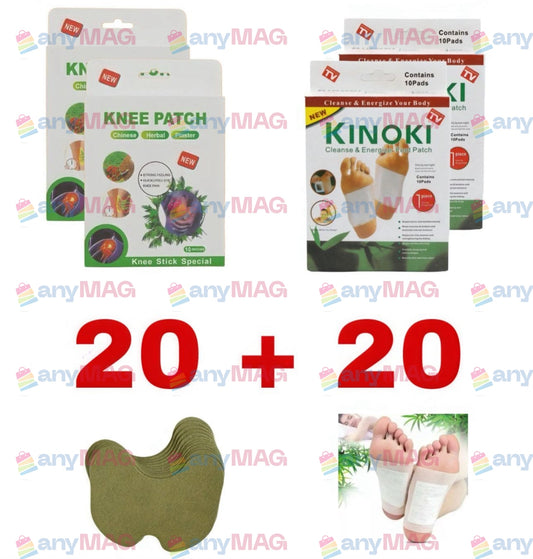 Pachet 20 plasturi Kinoki + 20 plasturi vegetali - 2 soluții naturale