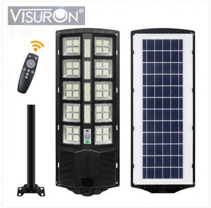 Lampă Stradală Solară Visuron cu Telecomandă, Iluminare Intensă în 3 Trepte, Unghi 180°, LED Eficient, Rezistență la Apă IP65
