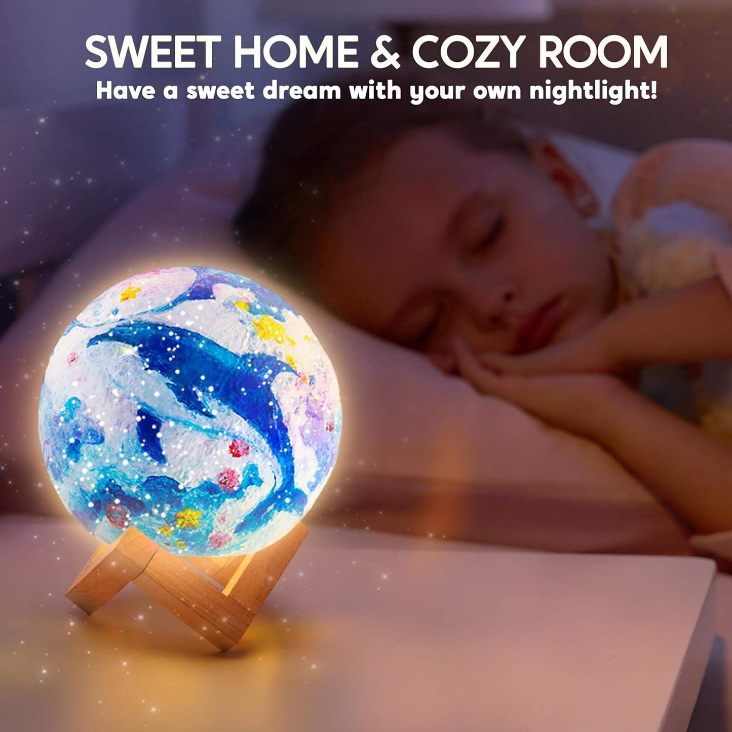 Kit Creativ 3D Luna de Pictat cu LED, Lampă de Noapte DIY pentru Copii, Set Pictură Artistică cu Vopsele și Pensule