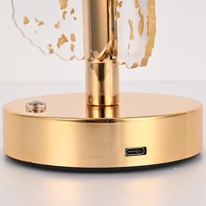 Lampă LED Decorativă în Formă de Frunză, Touch Dimabil, Reîncărcabilă USB, Bază Aurie Premium – 3 Culori de Lumină, Iluminare Ambientală Elegantă