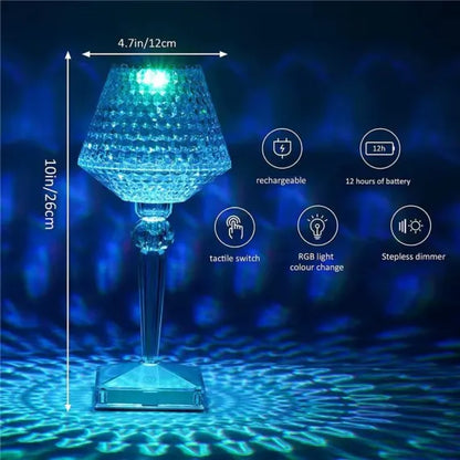 Lampă LED RGB cu Cristale – Lumină Ambientală Multicoloră, Lampă de Birou și Noptieră, Design Elegant Modern, Alimentare USB
