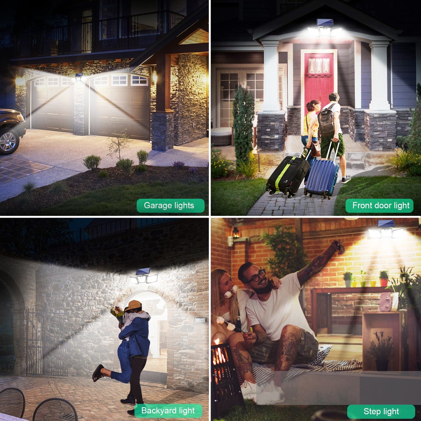 Proiector Solar LED Exterior cu 3 Capete, Senzor de Miscare 270°, 74 LED-uri, Iluminat Puternic pentru Curte si Gradina, Lampă Solară de Perete cu