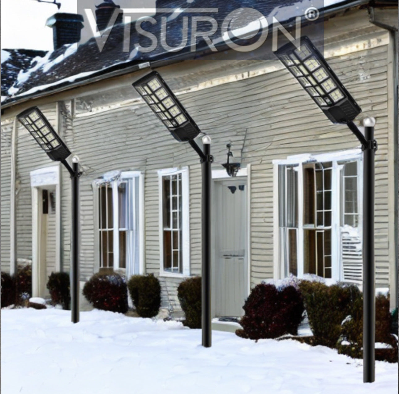 Lampă Stradală Solară Visuron cu Telecomandă, Iluminare Intensă în 3 Trepte, Unghi 180°, LED Eficient, Rezistență la Apă IP65