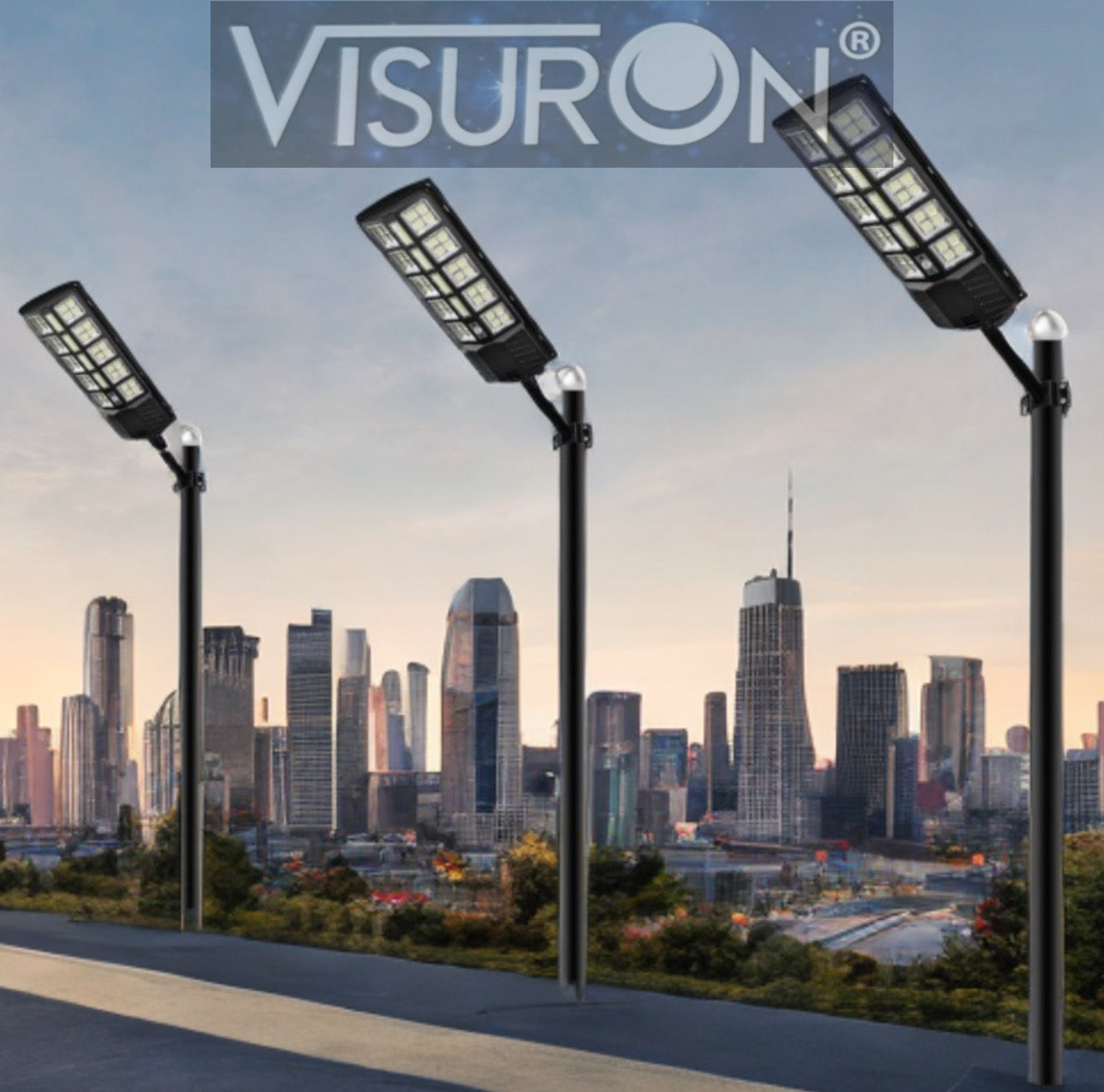 Lampă Stradală Solară Visuron cu Telecomandă, Iluminare Intensă în 3 Trepte, Unghi 180°, LED Eficient, Rezistență la Apă IP65