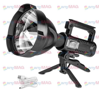 Lanternă LED Profesională Multifuncțională cu Trepied, 1200 Lumeni, 4 Moduri de Iluminare, Funcție Powerbank și Indicator Baterie – Impermeabilă, Rezistentă la Șocuri, pentru Pescuit, Camping și Drumeții, Culoare Neagră