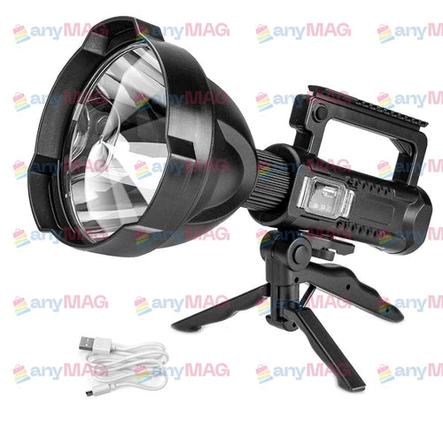 Lanternă LED Profesională Multifuncțională cu Trepied, 1200 Lumeni, 4 Moduri de Iluminare, Funcție Powerbank și Indicator Baterie – Impermeabilă, Rezistentă la Șocuri, pentru Pescuit, Camping și Drumeții, Culoare Neagră