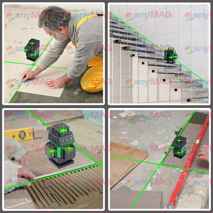 Nivel Laser 4D Profesional – 16 Linii, Auto-Nivelare, USB, 2 Baterii, Suport Ajustabil 1.2 m