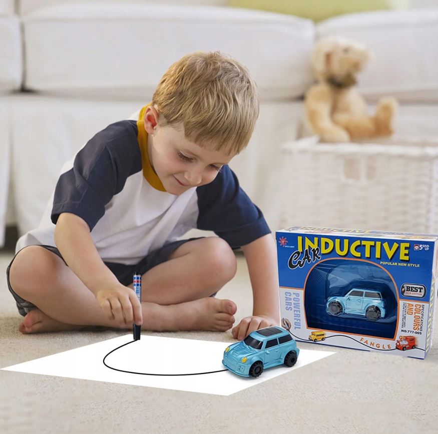 Mașinuță Magic Vroom care Urmează Linia Desenată –Jucărie Interactivă cu Senzor Optic, Marker Inclus, Set Creativ pentru Copii, Culori Vibrante