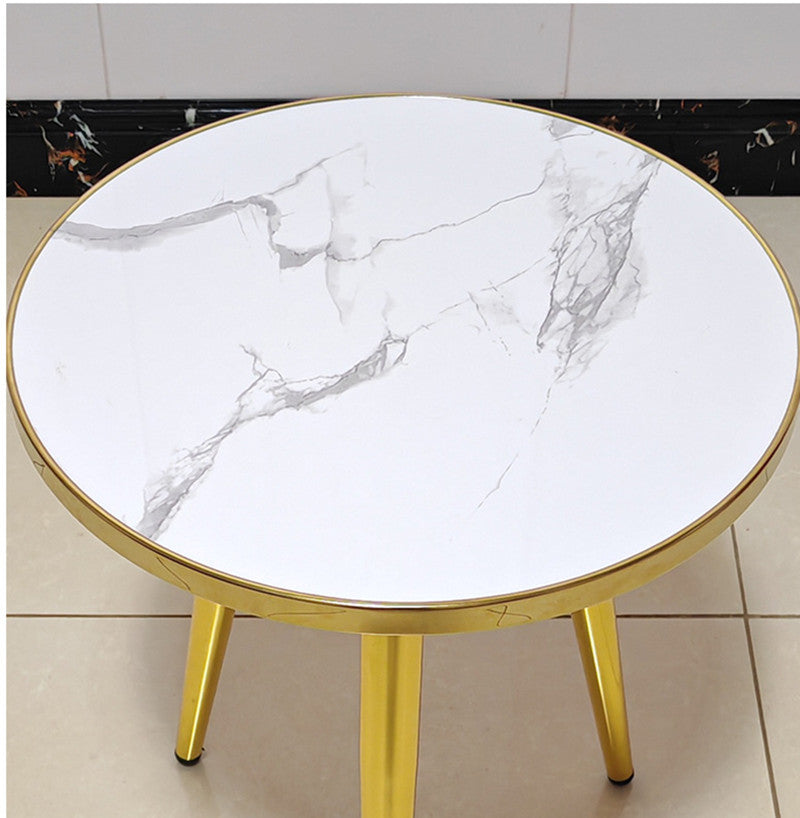 Set 3 Măsuțe de Cafea Tip Nesting, Blat Ceramic cu Efect Marmură și Cadru din Oțel Auriu – Design Modern pentru Living