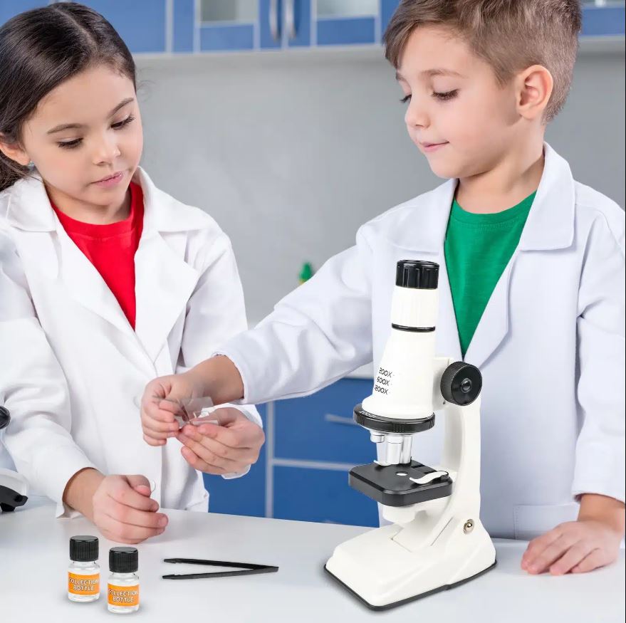 Microscop Copii 200x–1200x cu 10 Accesorii – Set Educațional Explorare Științifică