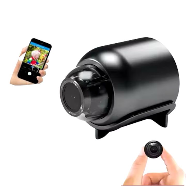 Mini Cameră Spion X5 WiFi, Night Vision, 1080p, Audio-Video, Fotografiere și Monitorizare Live – Negru