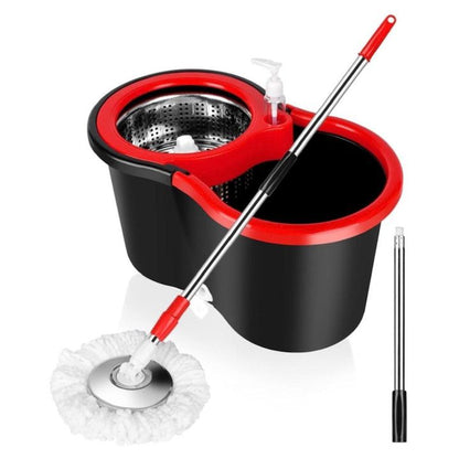 SUPER Mop Rotativ cu Găleată, Mâner Inox + 5 Rezerve CADOU