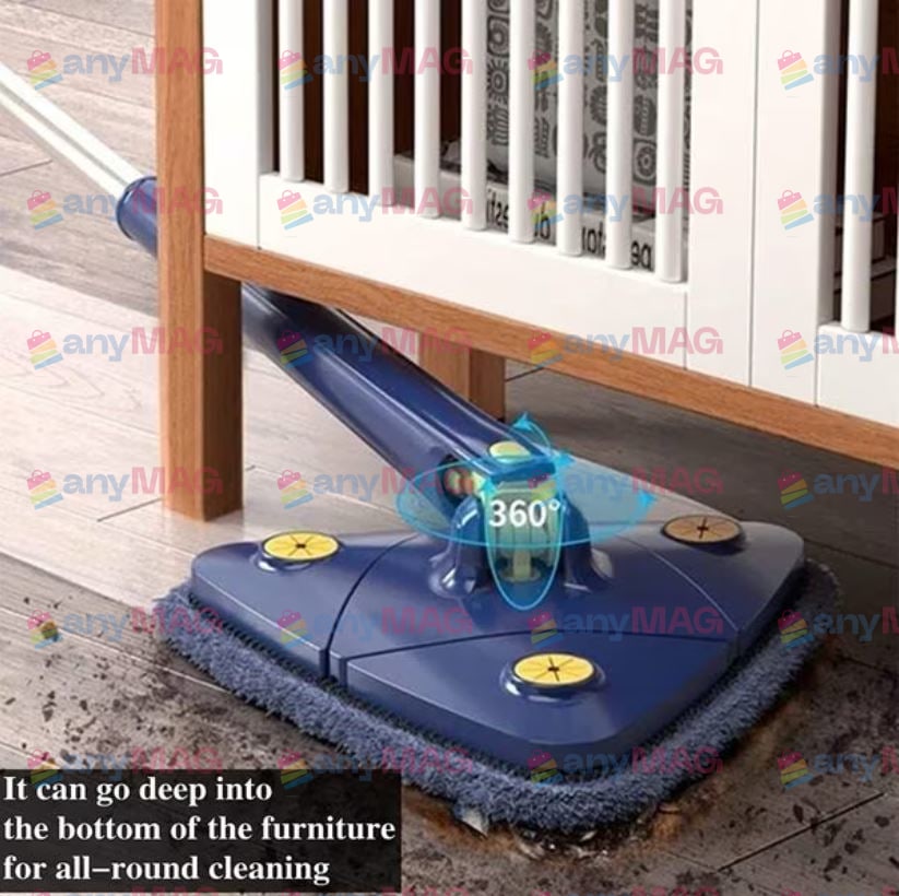 Mop profesional cu storcător - Lavetă din microfibră, Albastru, 130 cm, Non-toxic, Interior/Exterior