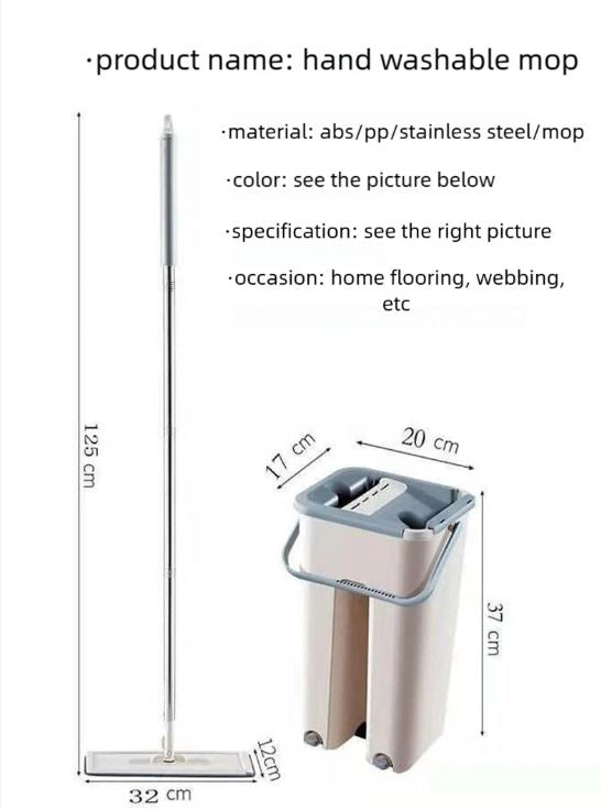 Mop profesional cu găleată 2 compartimente (spălare + uscare), sistem stoarcere automată + 2 rezerve microfibră , mop plat telescopic inox