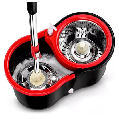 SUPER Mop Rotativ cu Găleată, Mâner Inox + 5 Rezerve CADOU