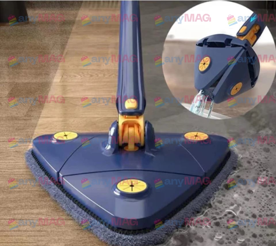 Mop profesional cu storcător - Lavetă din microfibră, Albastru, 130 cm, Non-toxic, Interior/Exterior