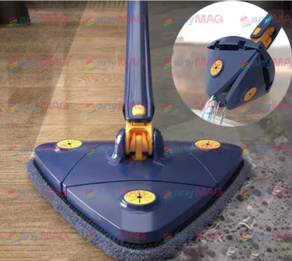 Mop profesional cu storcător - Lavetă din microfibră, Albastru, 130 cm, Non-toxic, Interior/Exterior