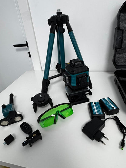 Nivel Laser 4D Profesional – 16 Linii, Auto-Nivelare, USB, 2 Baterii, Suport Ajustabil 1 m