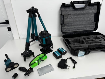 Nivel Laser 4D Profesional – 16 Linii, Auto-Nivelare, USB, 2 Baterii, Suport Ajustabil 1 m
