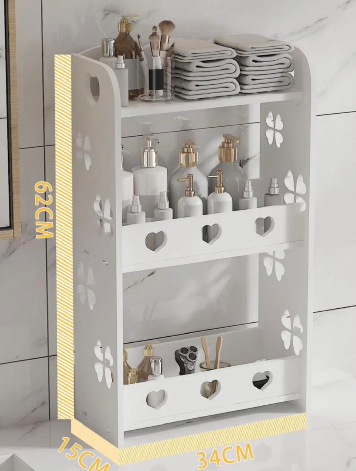 Organizator Cosmetic și Accesorii cu Rafturi, Multifuncțional, Alb, pentru Baie, Dormitor și Toaletă, 62x15x34 cm