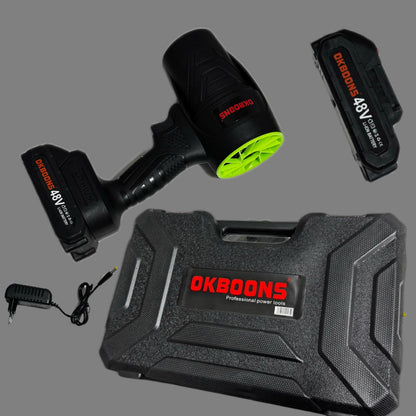 Suflanta aer profesionala portabila, indepartare apa, praf si zapada, 555 metri cubi negru, cu 2 acumulatori 48V + Acumulator Universal 48V