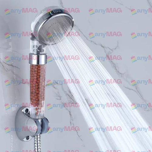 Pară de duș model Relax, realizată din ABS cu finisaj cromat, prevăzută cu un sistem de filtrare în 3 trepte