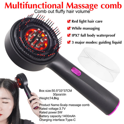 Aparat Electric pentru Masaj Scalp cu Terapie LED Roșie și Aplicator Ulei, Anti Căderea Părului, Stimulare Creștere și Regenerare Capilară