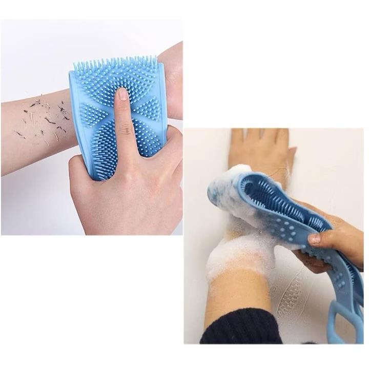 Burete de Baie, pentru Spalare Corporala si Exfoliere Piele, Banda cu Doua Fete Striate pentru Curatare Profunda 60 cm X 10 cm