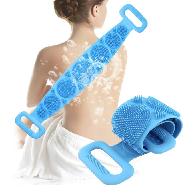 Burete Dus, pentru Spalare Corporala si Exfoliere Piele cu Doua Fete Striate 60 cm X 10 cm
