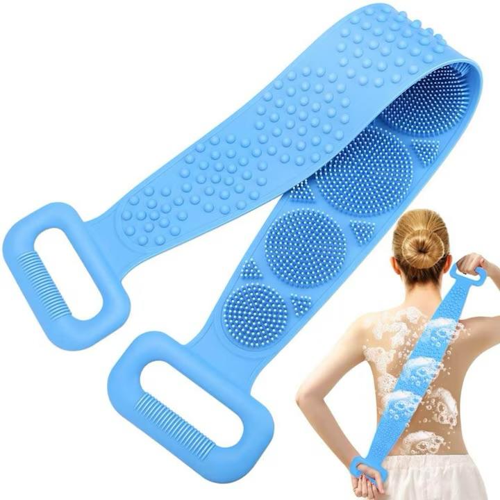 Burete Dus, pentru Spalare Corporala si Exfoliere Piele cu Doua Fete Striate 60 cm X 10 cm