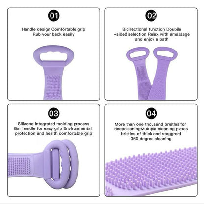 Burete de Baie, pentru Spalare Corporala si Exfoliere Piele, Banda cu Doua Fete Striate pentru Curatare Profunda 60 cm X 10 cm