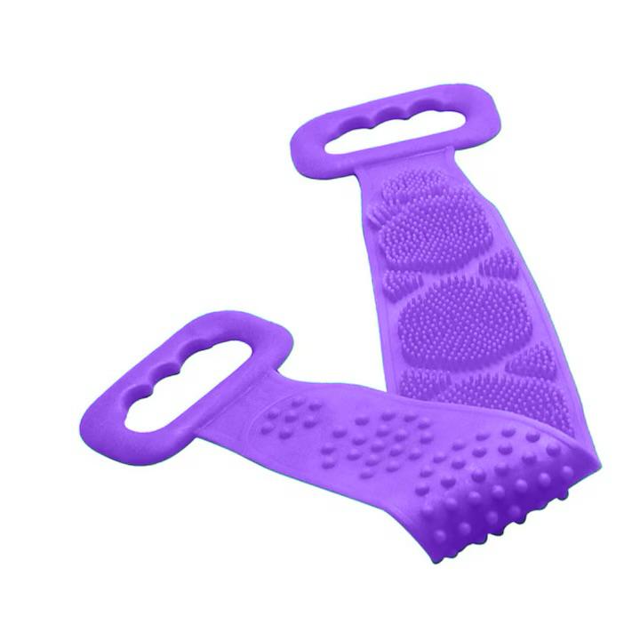 Burete de Baie, pentru Spalare Corporala si Exfoliere Piele, Banda cu Doua Fete Striate pentru Curatare Profunda 60 cm X 10 cm