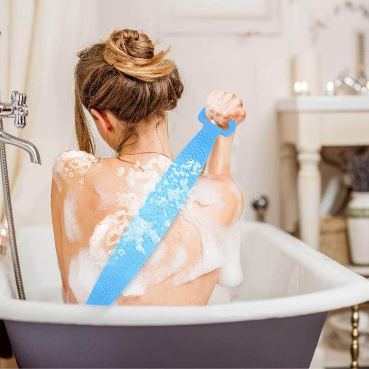 Burete Dus, pentru Spalare Corporala si Exfoliere Piele cu Doua Fete Striate 60 cm X 10 cm