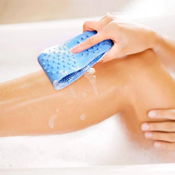 Burete Dus, pentru Spalare Corporala si Exfoliere Piele cu Doua Fete Striate 60 cm X 10 cm