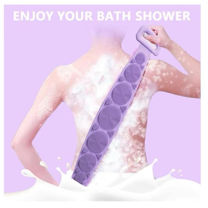 Burete de Baie, pentru Spalare Corporala si Exfoliere Piele, Banda cu Doua Fete Striate pentru Curatare Profunda 60 cm X 10 cm