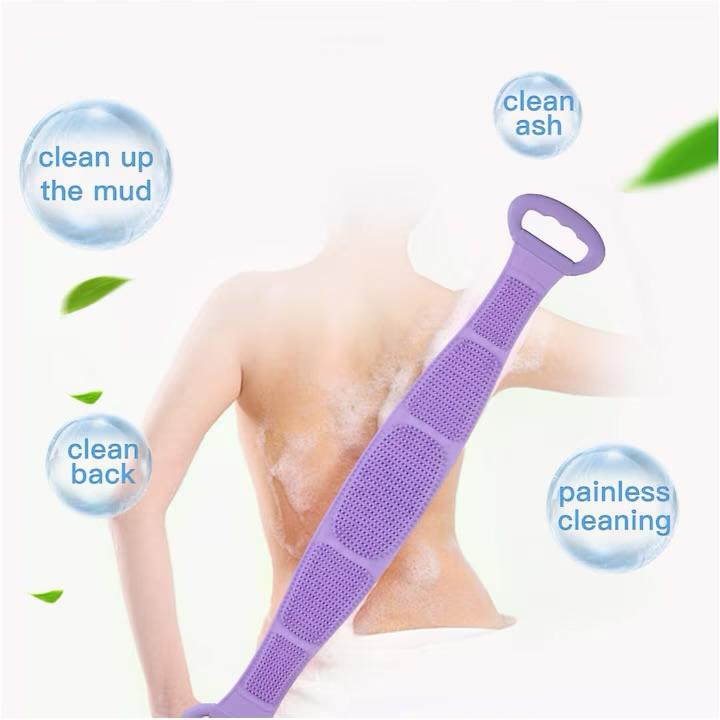 Burete Dus, pentru Spalare Corporala si Exfoliere Piele cu Doua Fete Striate 60 cm X 10 cm