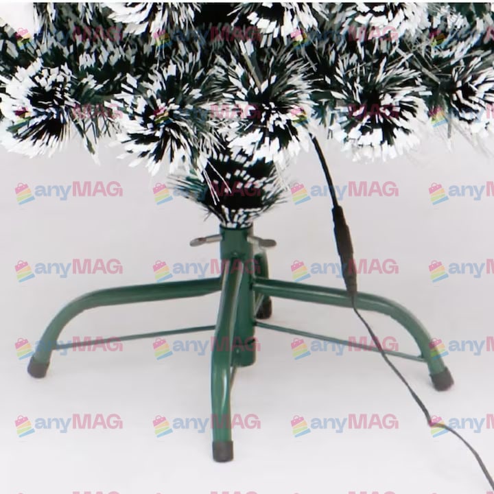 Brad Artificial 180 cm cu Fibra Optică & 200 LED-uri RGB – Suport Metalic, Transformator și Vârf Stea Incluse