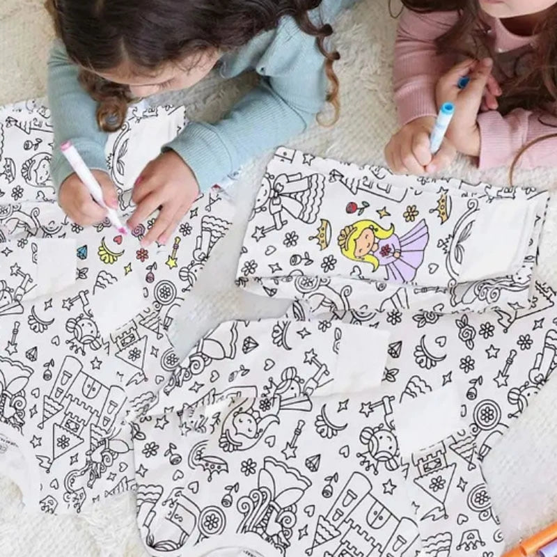 Pijamale Copii Personalizabile din Bumbac 100% – Set DIY cu Carioci, Material Waffle