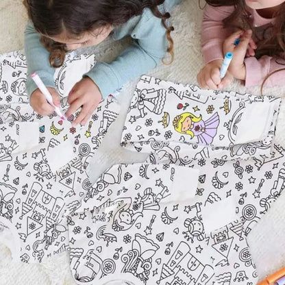 Pijamale Copii Personalizabile din Bumbac 100% – Set DIY cu Carioci, Material Waffle