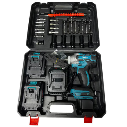 Pistol Impact 48V cu 2 Acumulatori 4Ah CADOU Valiză Transport – 350 Nm, Cheie Electrică 1/2”, LED, Putere Mare Auto & Bricolaj