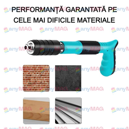 Pistol Manual Pneumatic pentru Fixare Cuie și Nituri, Profesional, cu Accesorii și Cutie Transport