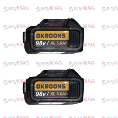 Polizor unghiular cu acumulator Li-Ion OKBOONS, 98V, 5.0Ah, 125 mm, 2 acumulatori, încărcător, mâner și apărătoare disc