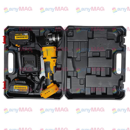 Polizor unghiular cu acumulator Li-Ion OKBOONS, 98V, 5.0Ah, 125 mm, 2 acumulatori, încărcător, mâner și apărătoare disc