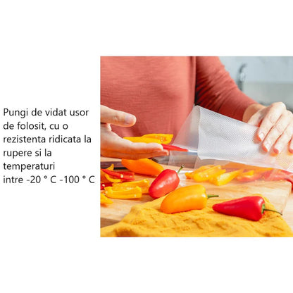 Set 100 Pungi de Vidat Premium 20x30 cm – Universale, Fără BPA, Rezistente, Compatibile cu Toate Aparatele