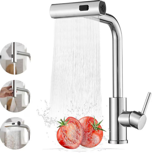 Cap de duș pentru robinet cu rotire 360°, 3 moduri de pulverizare, ABS premium, compatibil bucătărie/baie, argintiu