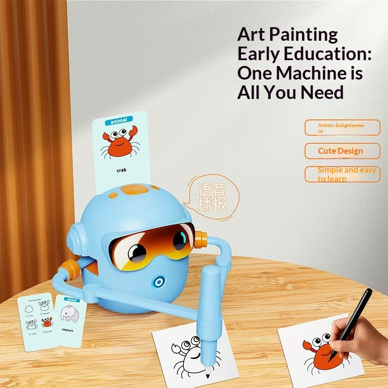 Robot Inteligent de Desenat pentru Copii – Jucărie Educațională Interactivă cu Carduri, Învățare Pas cu Pas, Dezvoltare Creativitate