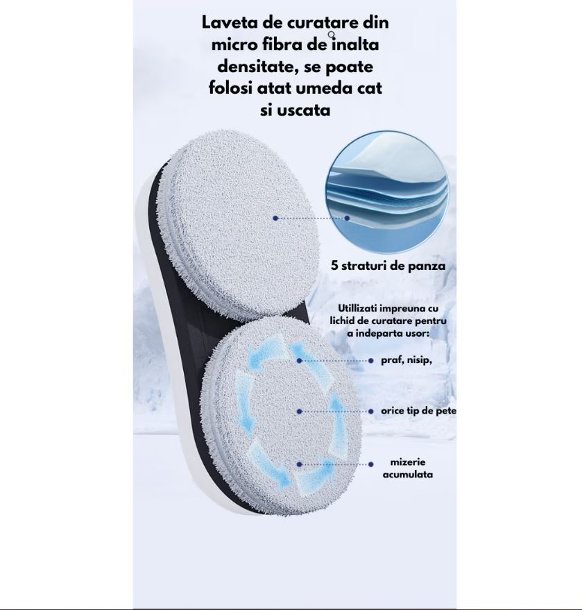 Robot curățare geamuri automat 5600Pa, 90W – Aspirator inteligent pentru ferestre, oglinzi și suprafețe vitrate, cu lavete microfibră și control telecomandă