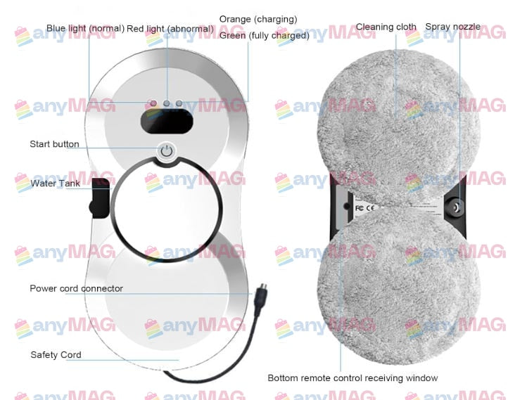 Robot de Curățare Geamuri cu Pulverizare Automată și Aspirație – Curățenie Rapidă și Fără Urme, Pentru Geamuri, Oglinzi și Suprafețe Vitrate