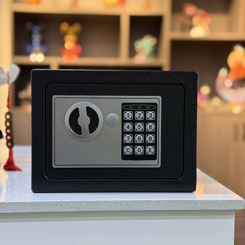 Seif Electronic cu Cod Digital și Cheie, 17 × 22 × 16 cm, Oțel, Sistem Dubla Securitate, Montaj pe Perete