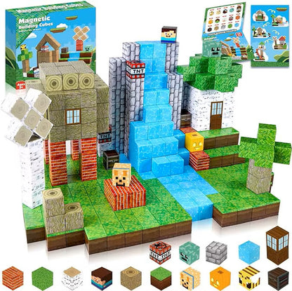 Set Construcție Magnetic 100 Piese „Cabana din Pădure” – Jucărie Educativă STEM Copii 3+ | Joc Creativ cu Magneți, Dezvoltă Imaginația și Motricitatea